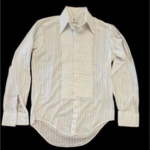 Classic White Mens Dress Shirt with Pleated Front by After Six
